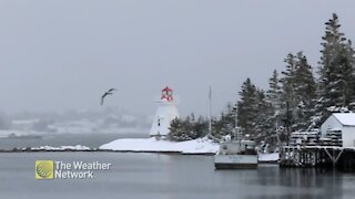 Grey winter day at Peggys Cove, N.S.