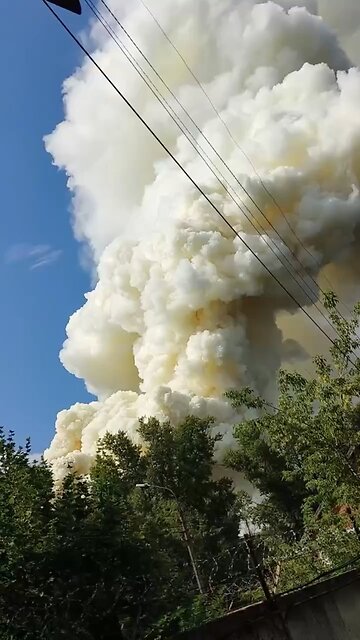 Fire at chemical factory in Moscow Russia