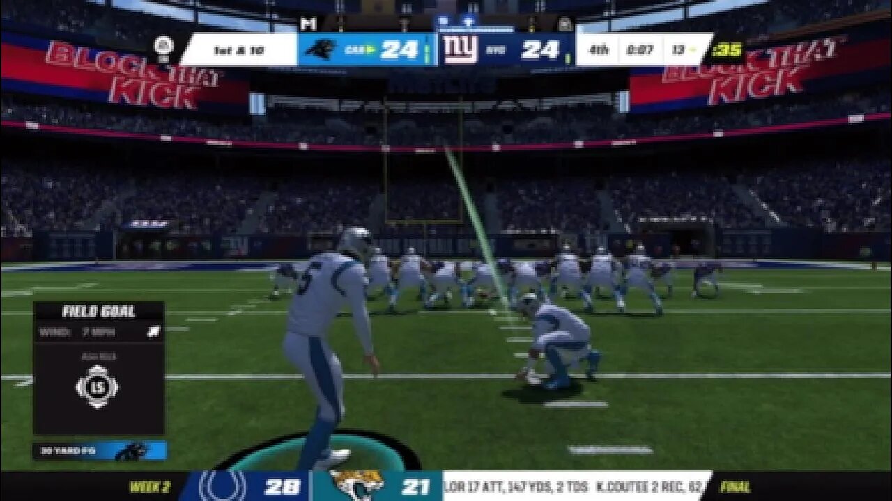 Madden 23 Franchise W2: NYG 27-24