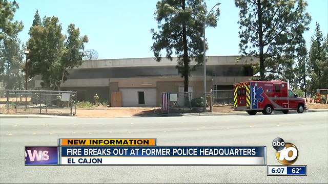 Smoke billows from old El Cajon police station