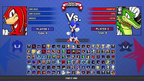 Sonic Base & Sonic Classic & Kunckles VS Charmy Bee & Espio & Vector I Sonic Battle MUGEN HD