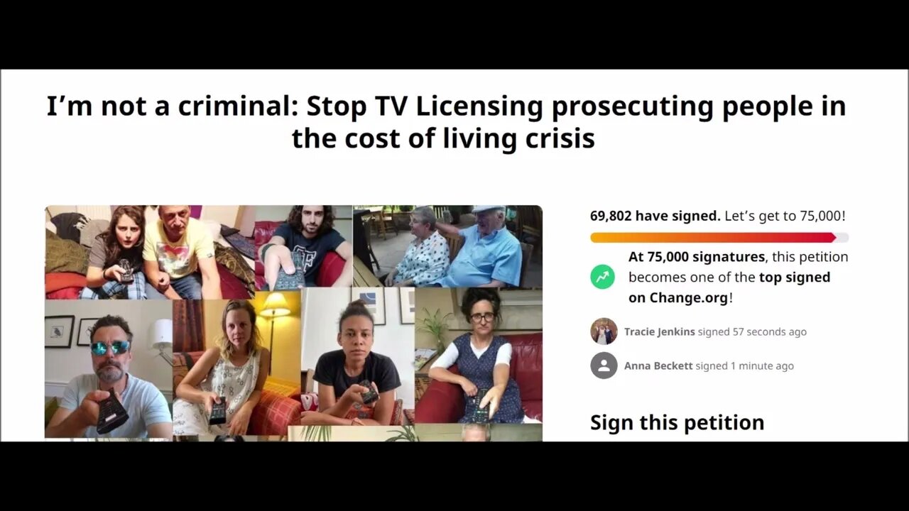 Petition: I’m not a criminal: Stop TV Licensing prosecuting people in the cost of living crisis