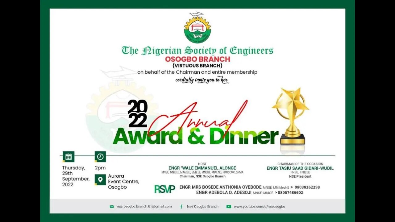 NSE OSOGBO 2022 ANNUAL AWARD & DINNER
