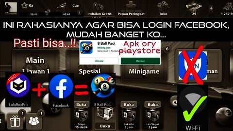 Cara mudah login Facebook 8ball pool di lulubox pro Android | hack 8 ball pool di android