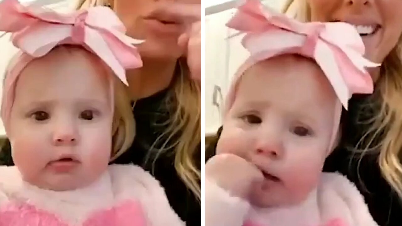 Baby looks at what your mommy does with her mouth and tries to reproduce the same thing she did