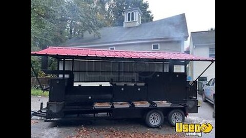 2021 5' x 20' BBQ Smoker Trailer with 3 Cooking Chambers and Fryolator for Sale in Massachusetts!