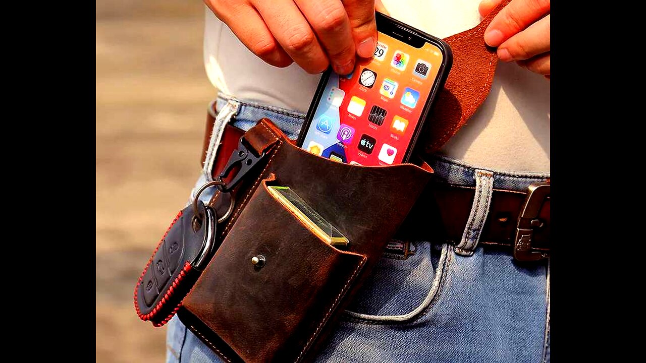 Wallet Phone Case for IPhone Samsung Huawei Genuine Leather Waist Bag