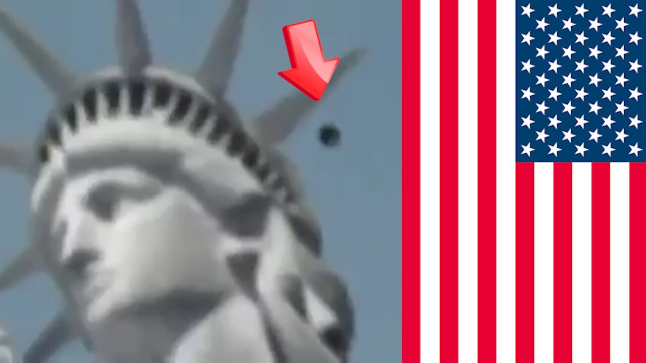 Black saucer-shaped UFO sighting over the Statue of Liberty in the US [Space]