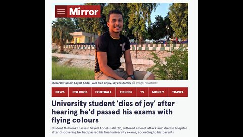 22 year old college student who died from the covid-19 vaccine has his death marked as "died of joy"