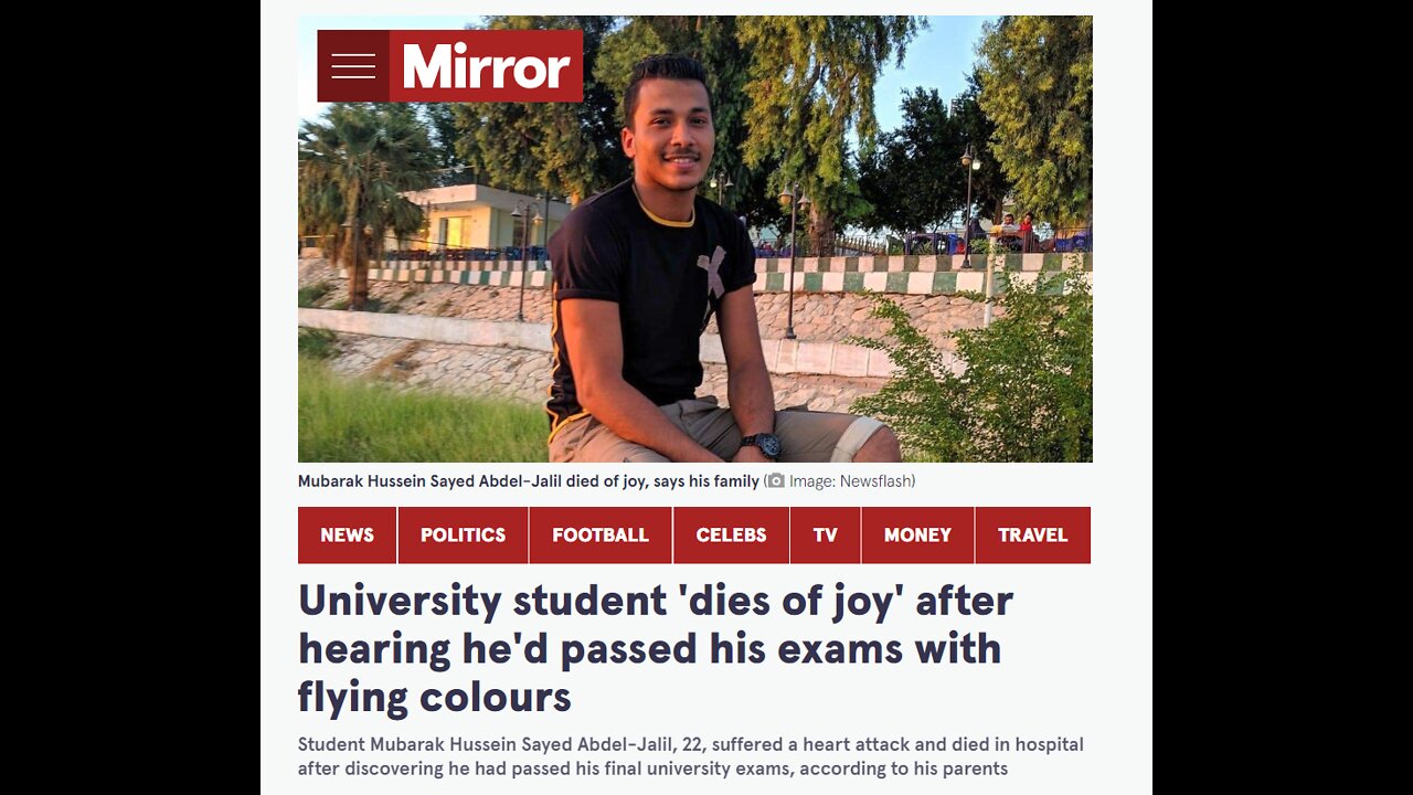 22 year old college student who died from the covid-19 vaccine has his death marked as "died of joy"