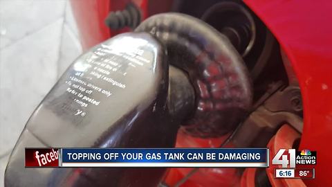 Experts warn topping off gas tank costs more in long run