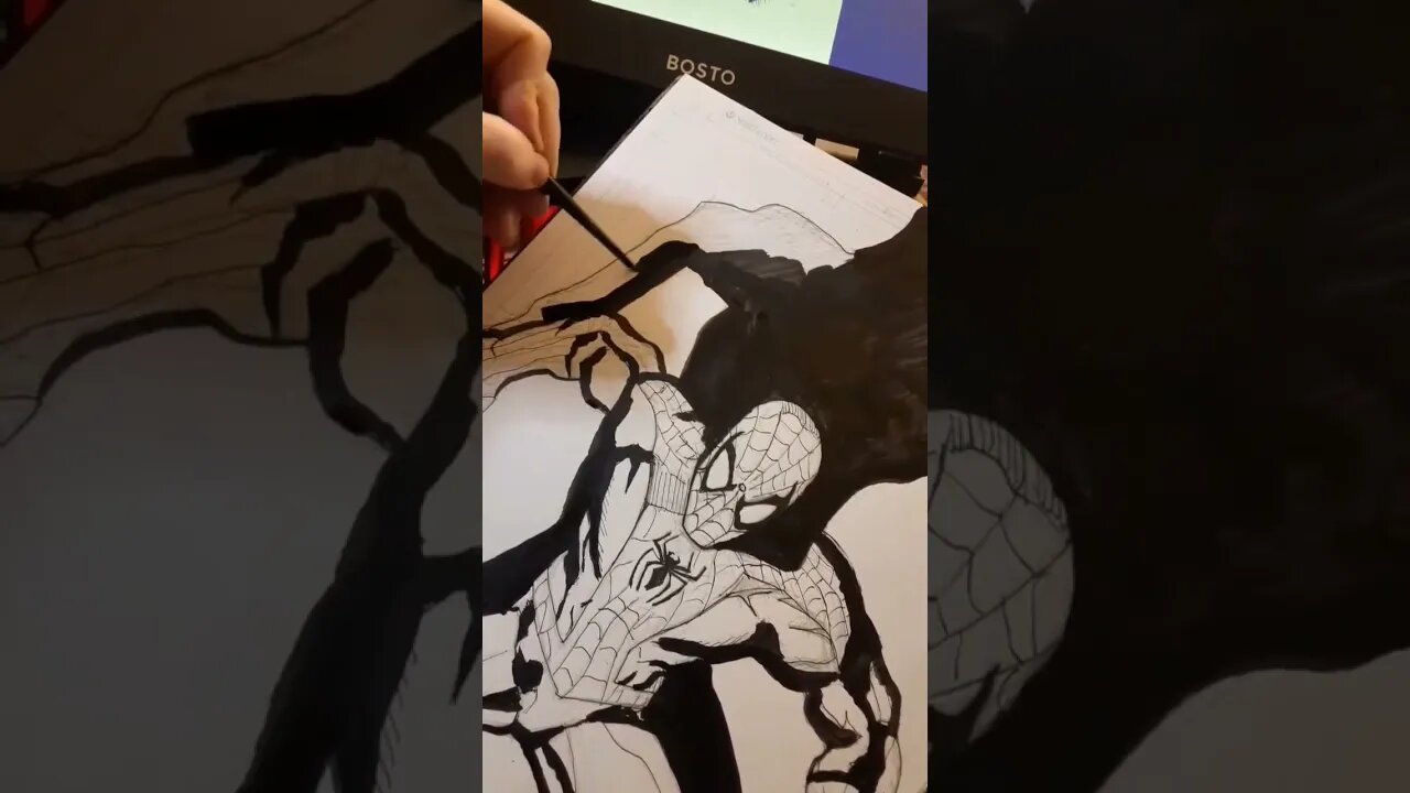 Spider-Man inking clip! #spiderman #drawings #illustration