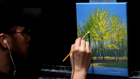 Acrylic Landscape Painting of Spring Trees - Time Lapse - Artist Timothy Stanford