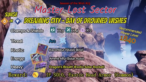 Destiny 2 Master Lost Sector: Dreaming City - Bay of Drowned Wishes on my Strand Titan 1-23-24