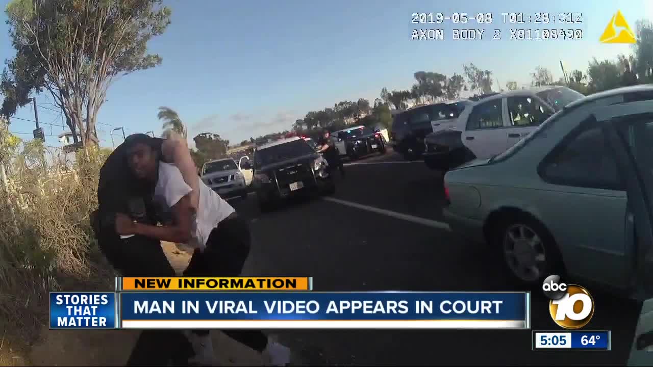 Man in viral police video appears in court