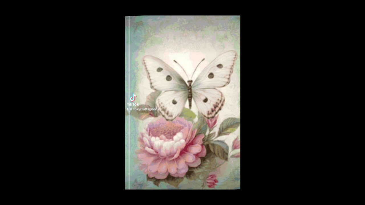 Butterfly and pink flower full coverage counted cross stitch pattern