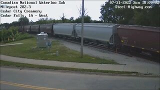 BNSF H1 Leading EB G844 Grain at Mills Tower in Iowa Falls & Cedar Falls,IA on 7-31-22 #steelhighway