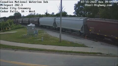 BNSF H1 Leading EB G844 Grain at Mills Tower in Iowa Falls & Cedar Falls,IA on 7-31-22 #steelhighway