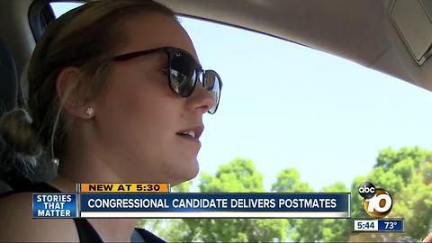 Congressional candidate delivers Postmates