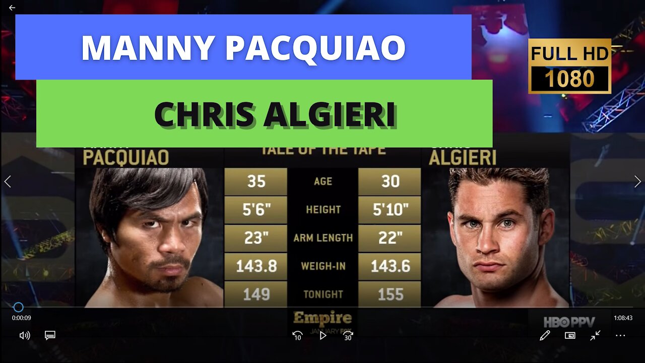 MANNY PACQUIAO VS CHRIS ALGIERI FULL FIGHT | FICTION BOXING99