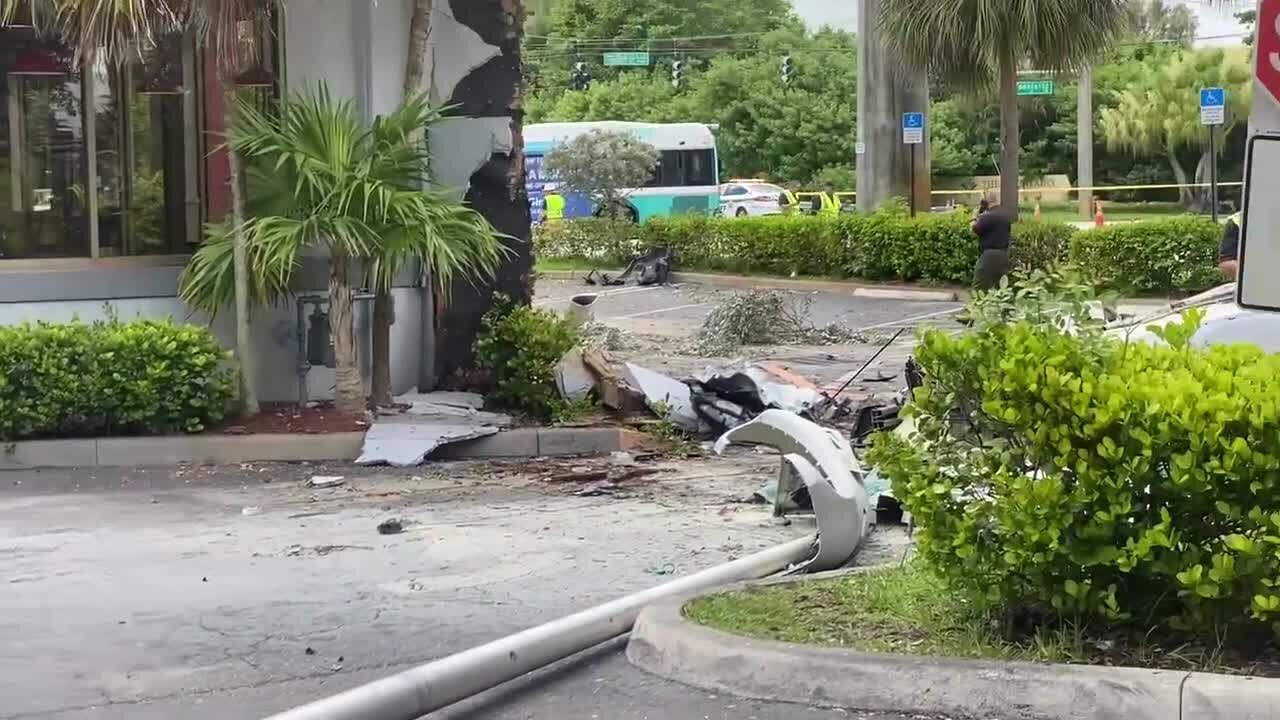 Driver critically injured after slamming into Palm Tran bus