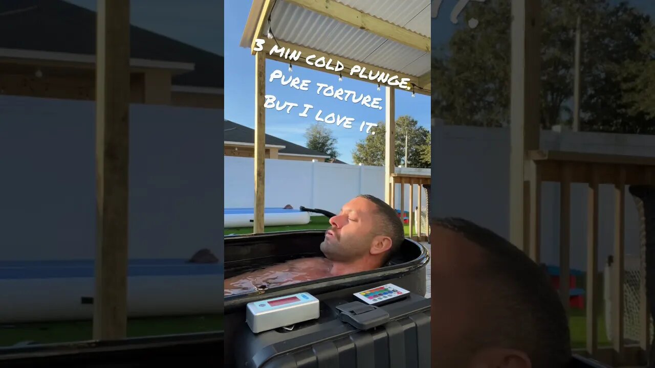 Cold Plunge. 3 min routine, only 16 seconds. #icebath #biohacking #coldplunge #shortvideo
