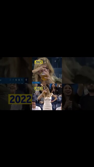 Chick chugging a BEER at US OPEN 😂