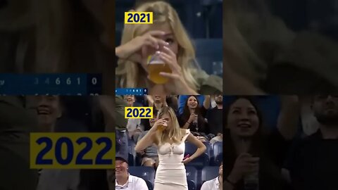 Chick chugging a BEER at US OPEN 😂