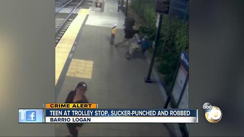 Teen at trolley stop sucker-punched and robbed