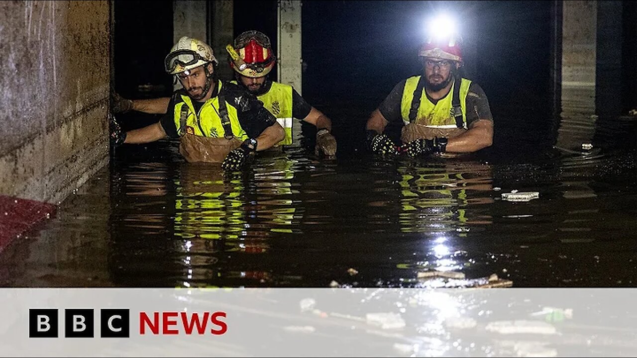 Torrential rains hit Spain as troops search for more flood victims in Valencia | BBC News