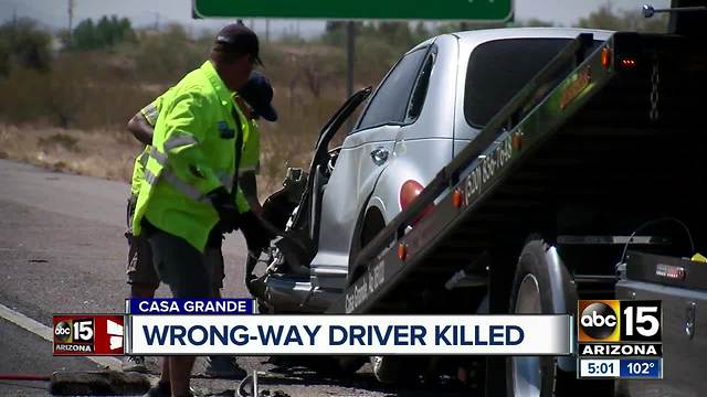 Wrong-way driver killed in crash on Interstate 10 near Casa Grande