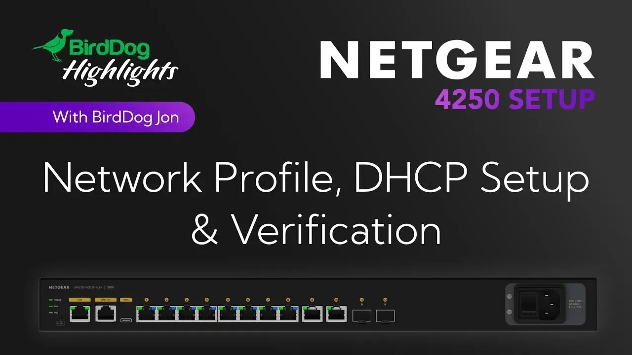 2 - BirdDog Stream Highlights: Netgear 4250: Network Profile, DHCP Setup & Verification