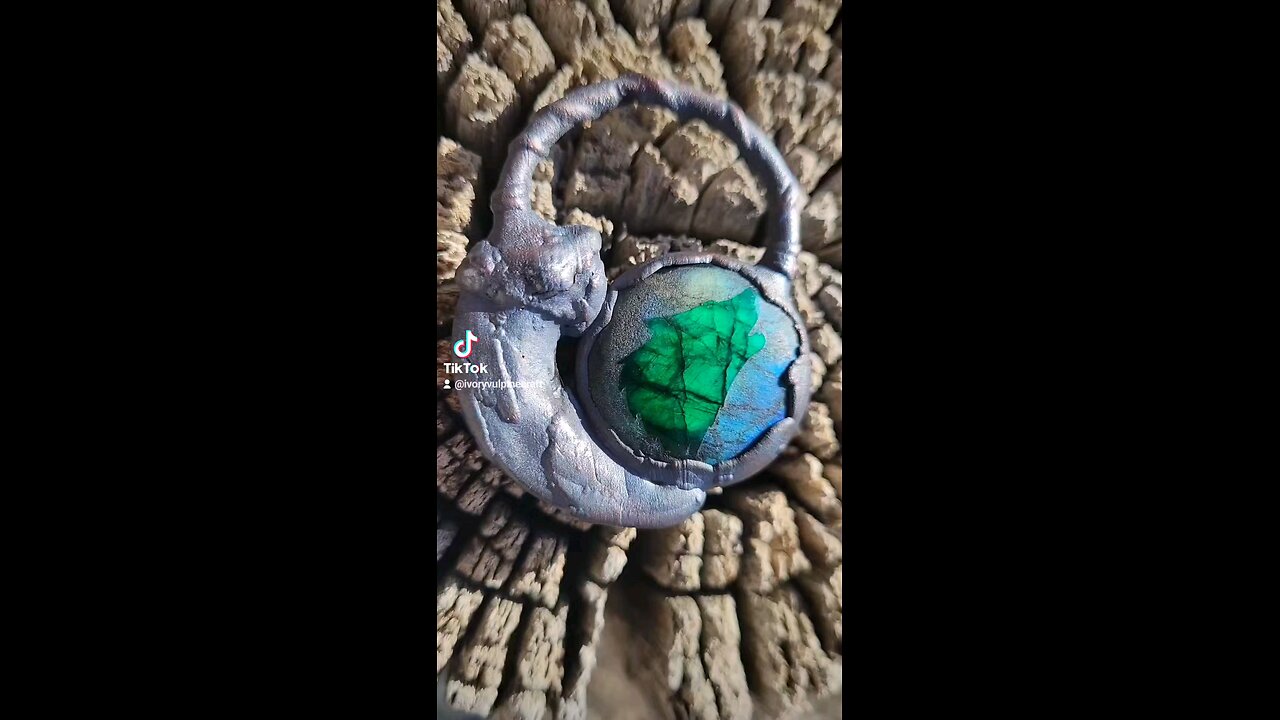 Green Labradorite Wolf and Hand Sculpted Wolf Claw