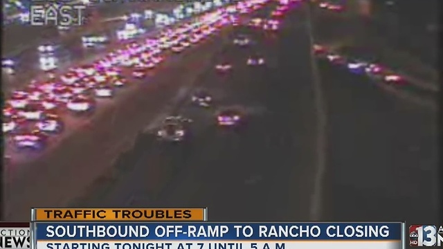 Southbound US 95 off-ramp to Rancho Drive closed Friday night