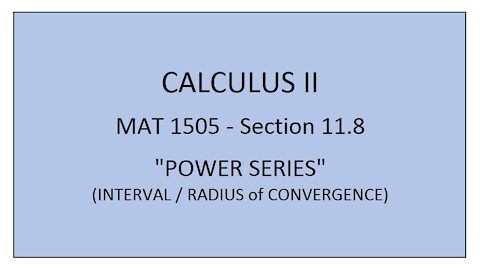 MAT 1505 - Section11.8