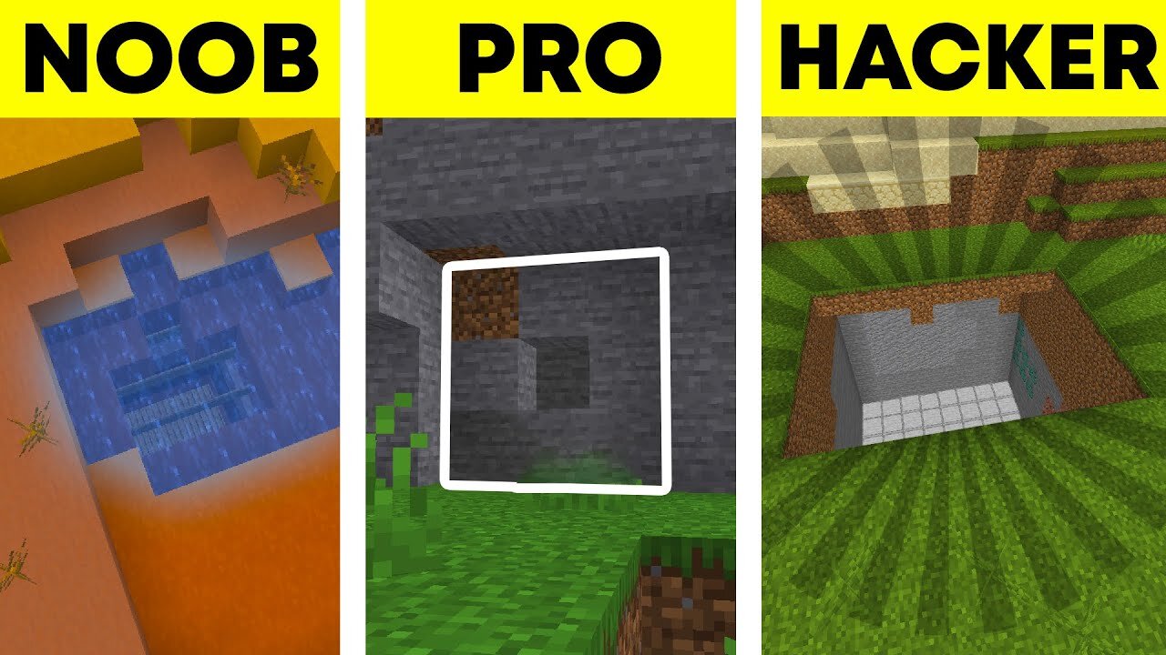 Minecraft NOOB vs PRO vs HACKER: Secret Base #Shorts #Minecraft