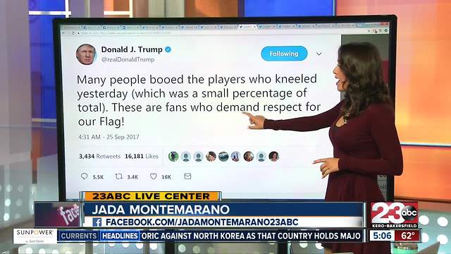 Trump Monday morning Tweets: "the issue of kneeling has nothing to do with race"