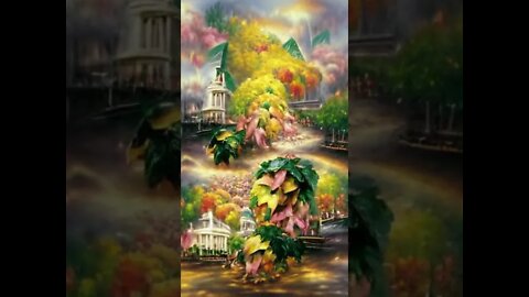 green trees with pink and yellow leaves - art - #shorts #animation #art #anime #painting