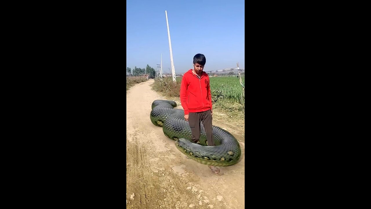 Anaconda Snake Chasing Boy video