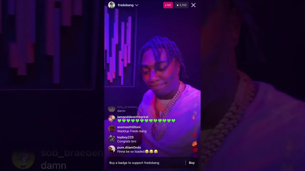 FREDO BANG IG LIVE: First Time Smoking Blunt After Being Off Parole Ft. TrapLand Pat (25-01-23) PT.2