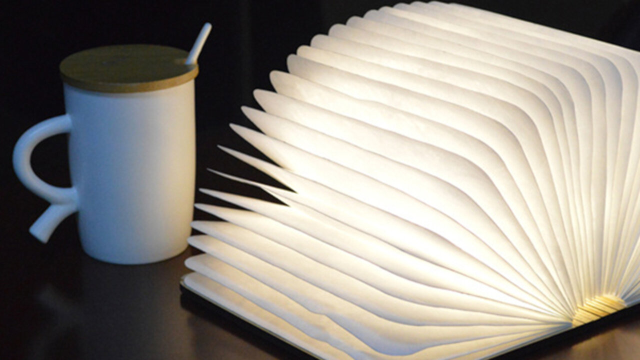 Rechargeable Foldable Wooden Night Light Book Lamp