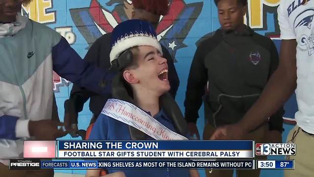 Star football player shares homecoming crown with disabled classmate