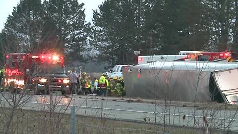 Truck driver in stable condition after crash on US-127