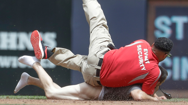 Man with No Pants Rushes onto Field, Gets TACKLED by Brewers Security