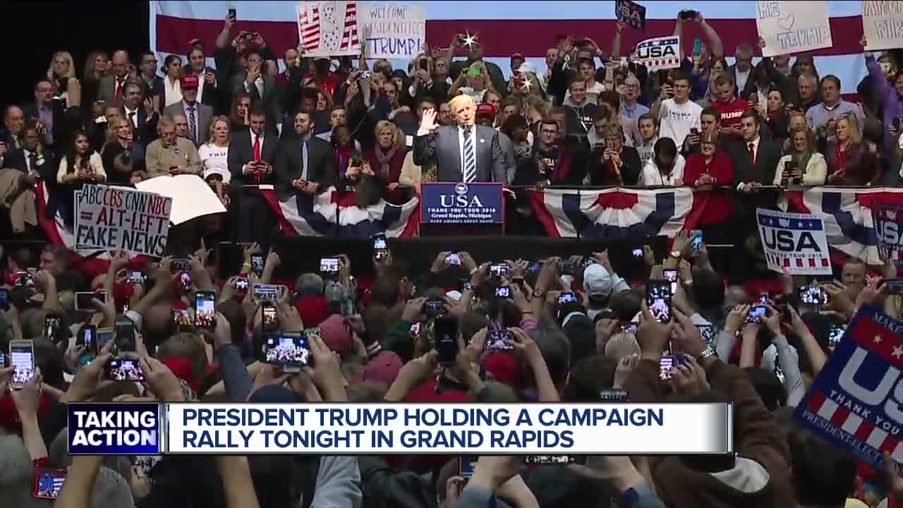 President Trump holding a campaign rally Thursday in Grand Rapids