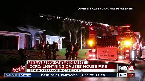 House fire caused by lightening