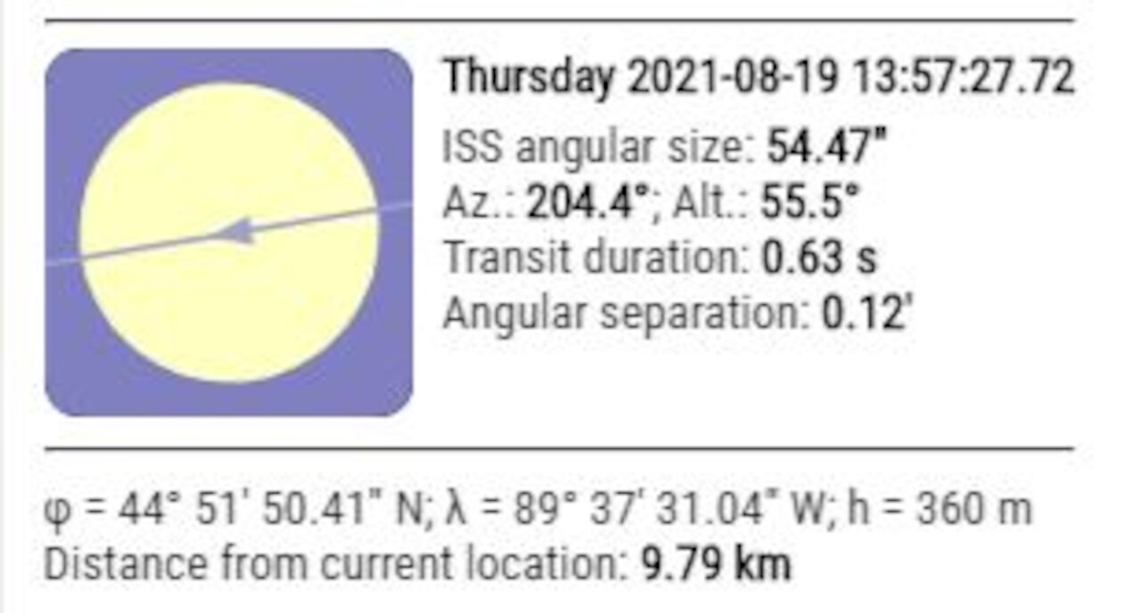 ISS solar transit 8/19/21