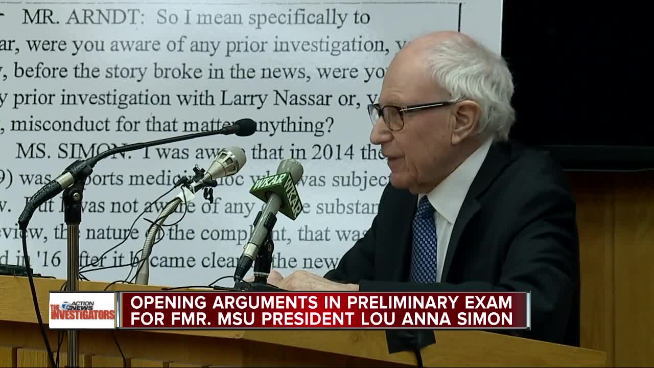 Opening arguments in preliminary exam for former MSU President Lou Anna Simon
