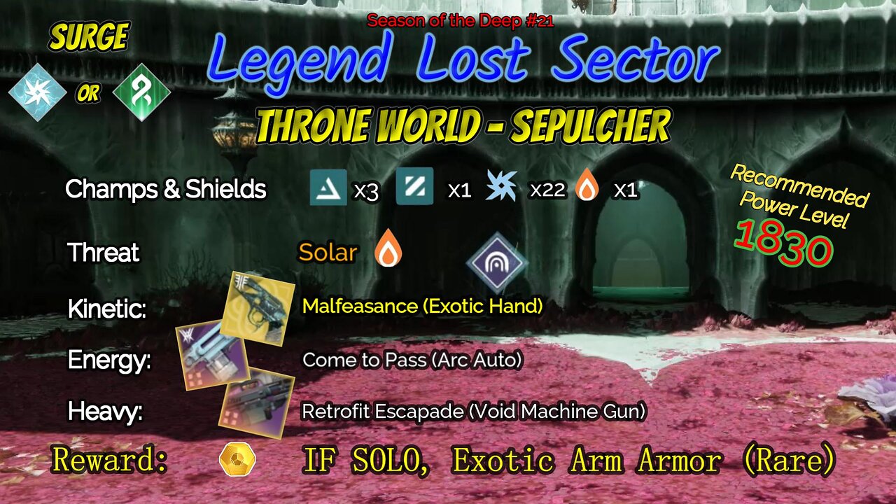 Destiny 2 Legend Lost Sector: Throne World - Sepulcher on my Void Hunter 8-1-23