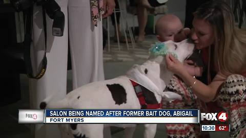 Salon being named after former bait dog